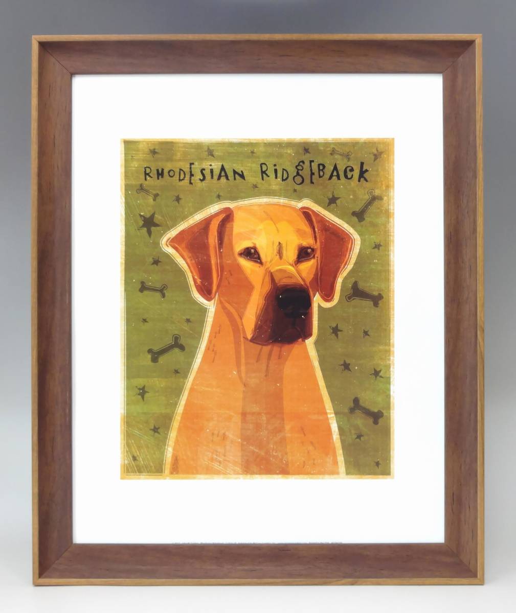 ヤフオク 新品 額付アートポスター 犬の絵 Rhodesian Ridg