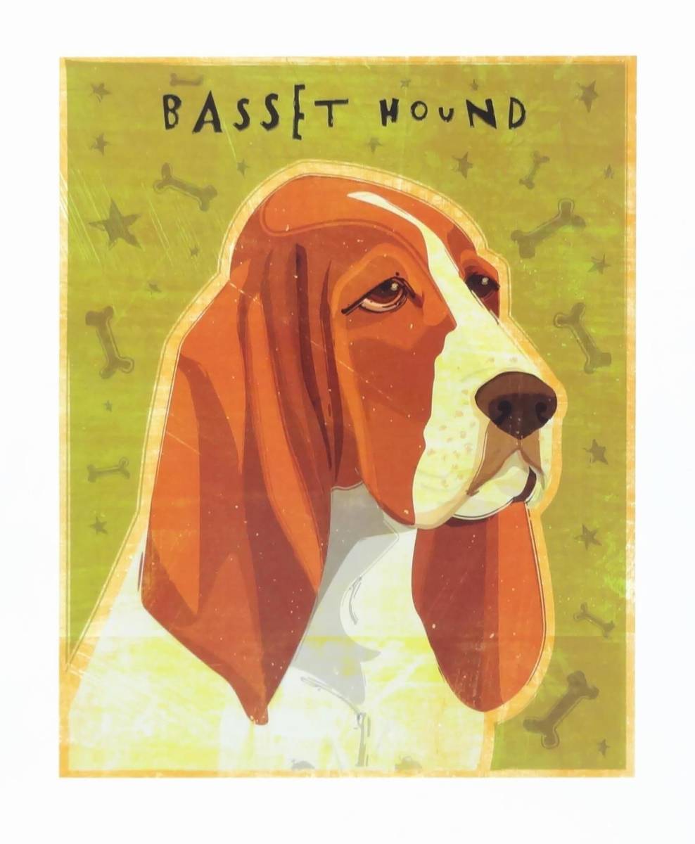 新品☆額付アートポスター★犬の絵☆Basset Hound☆バセット・ハウンド☆インテリア☆動物病院／店舗様必見◆84_画像2