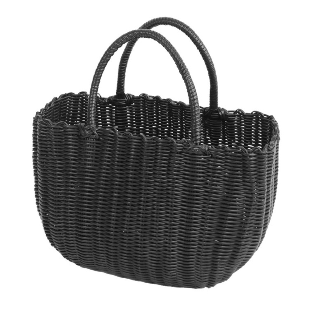 * black basket bag vinyl mail order tote bag basket bag vinyl bag lady's yukata bag leisure bag . flower see basket .