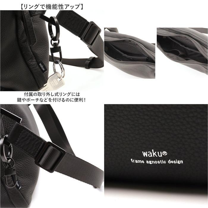 ☆ BLACK ☆ waku ボディバッグ ボディバッグ メンズ ボディーバッグ スクエア型 スクエアボディバッグ waku ワク wk0029 レザー 本革 牛革