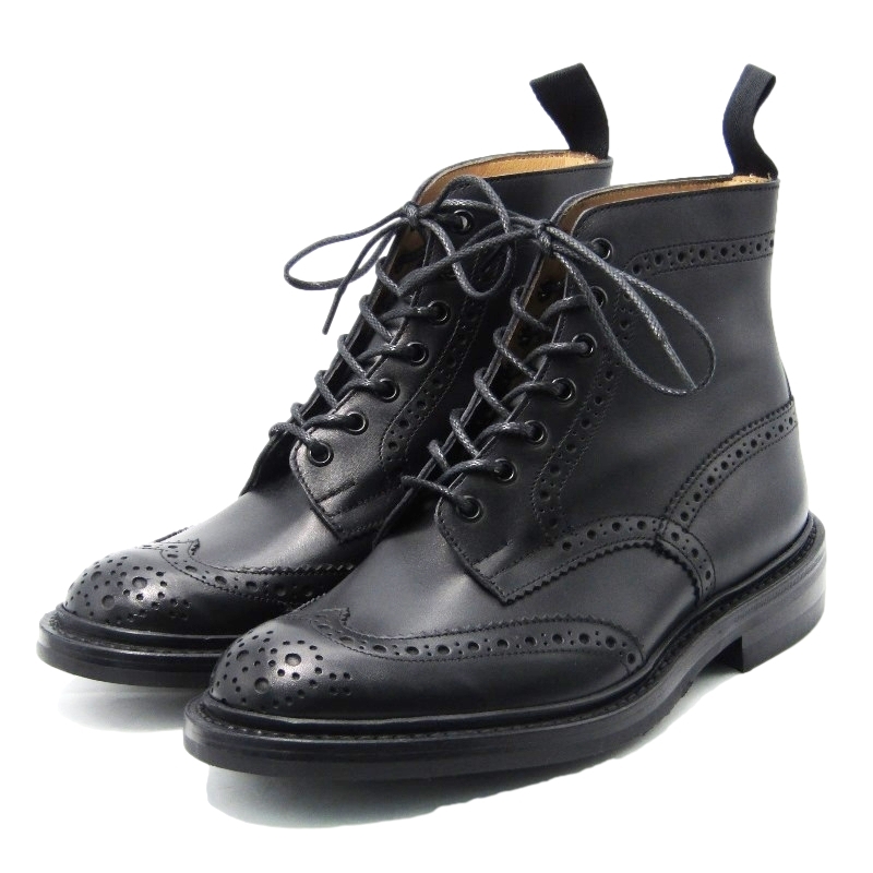 未使用 Tricker's トリッカーズ UK6.5 カントリーブーツ M5634/9 STOW ブローグブーツ ダイナイトソール ストウ ブラック 黒 10007280