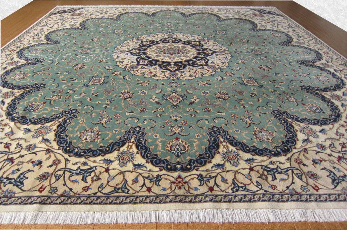 2022年最新海外 イラン ナイン産ペルシャ絨毯□1309-450
