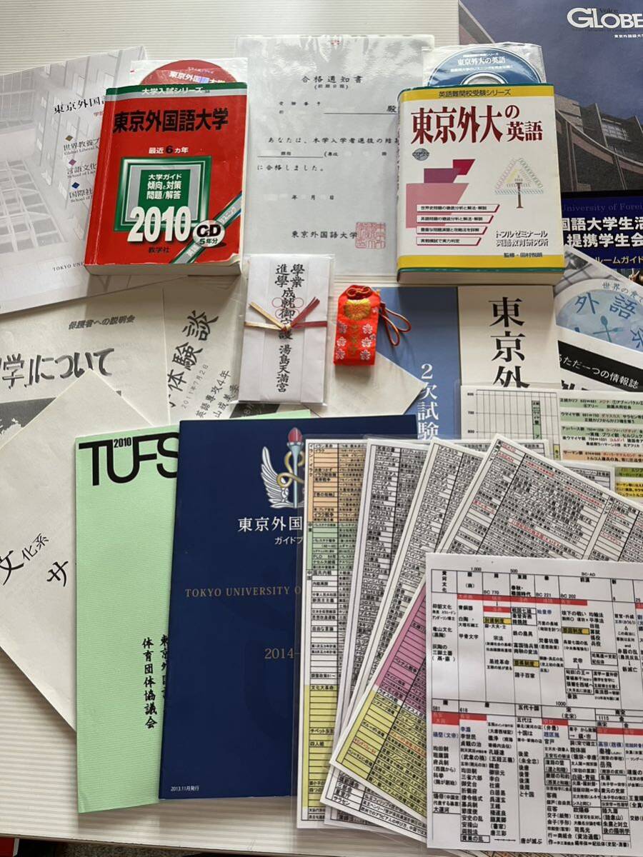 東京外国語大学　合格セット　合格通知書、御守り付き