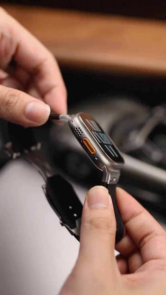 Apple watch アップルウォッチ バンド ベルト シリコーン　高品質316L ステンレス　メカデザイン