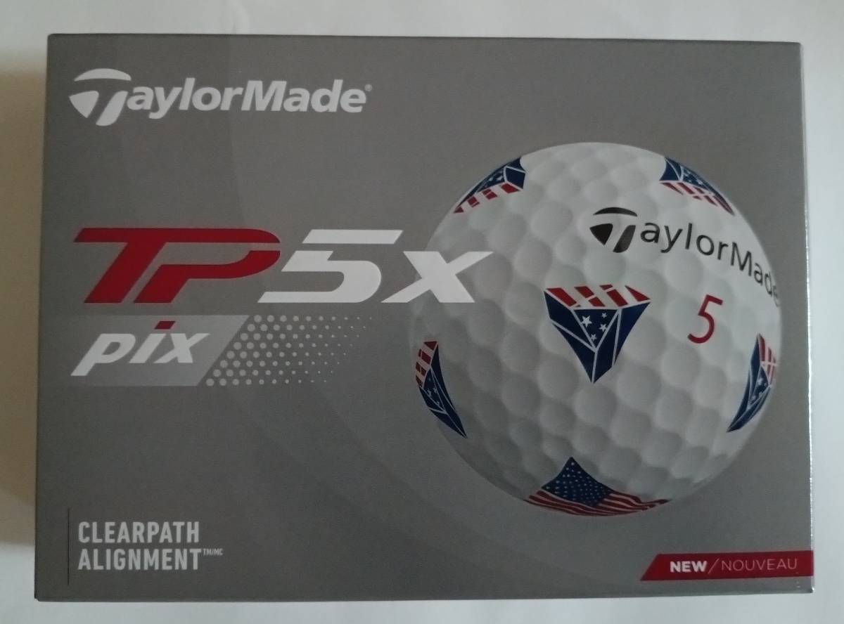 送料無料 新品 1ダース 12球 ゴルフボール TaylorMade テーラーメイド ゴルフ TP5X PIX USA 星条旗 ロゴ USA直輸入品