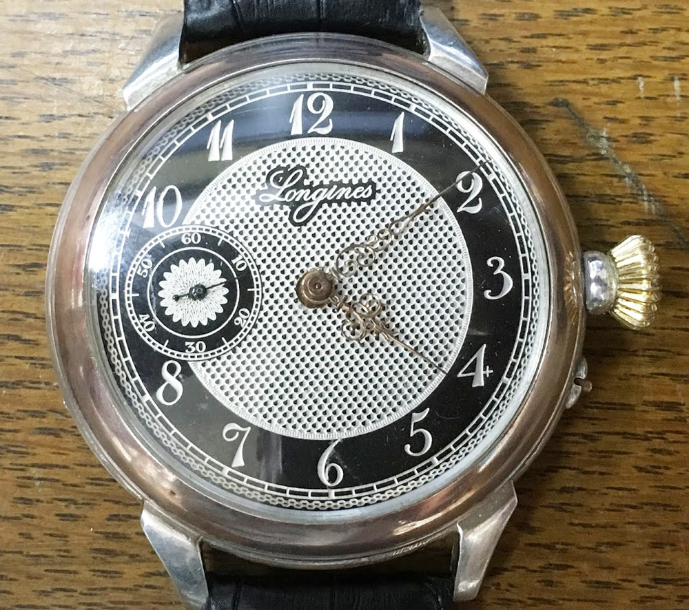 下取＆値引き交渉あり 1908年 ロンジン懐中時計ムーブメント＆銀無垢ケース使用 カスタム腕時計