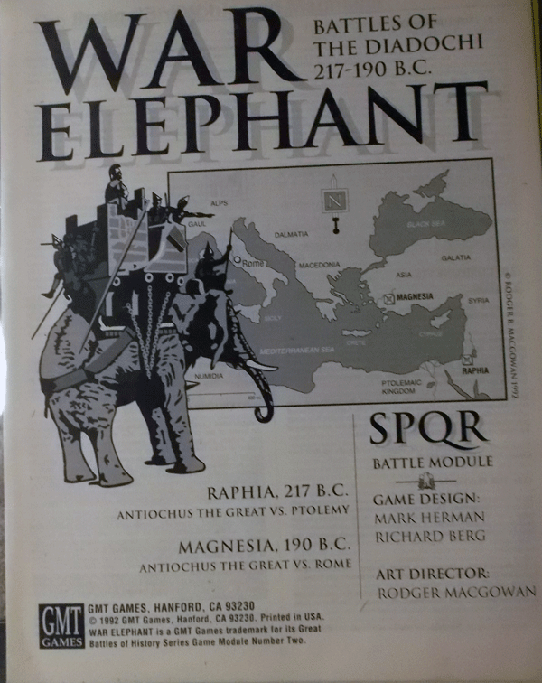 GMT/WAR ELEPHANT/SPQR BATTLE MODULE/BATTLES OF THE DIADOCHI 217-190BC/新品駒未切断/日本語訳無し