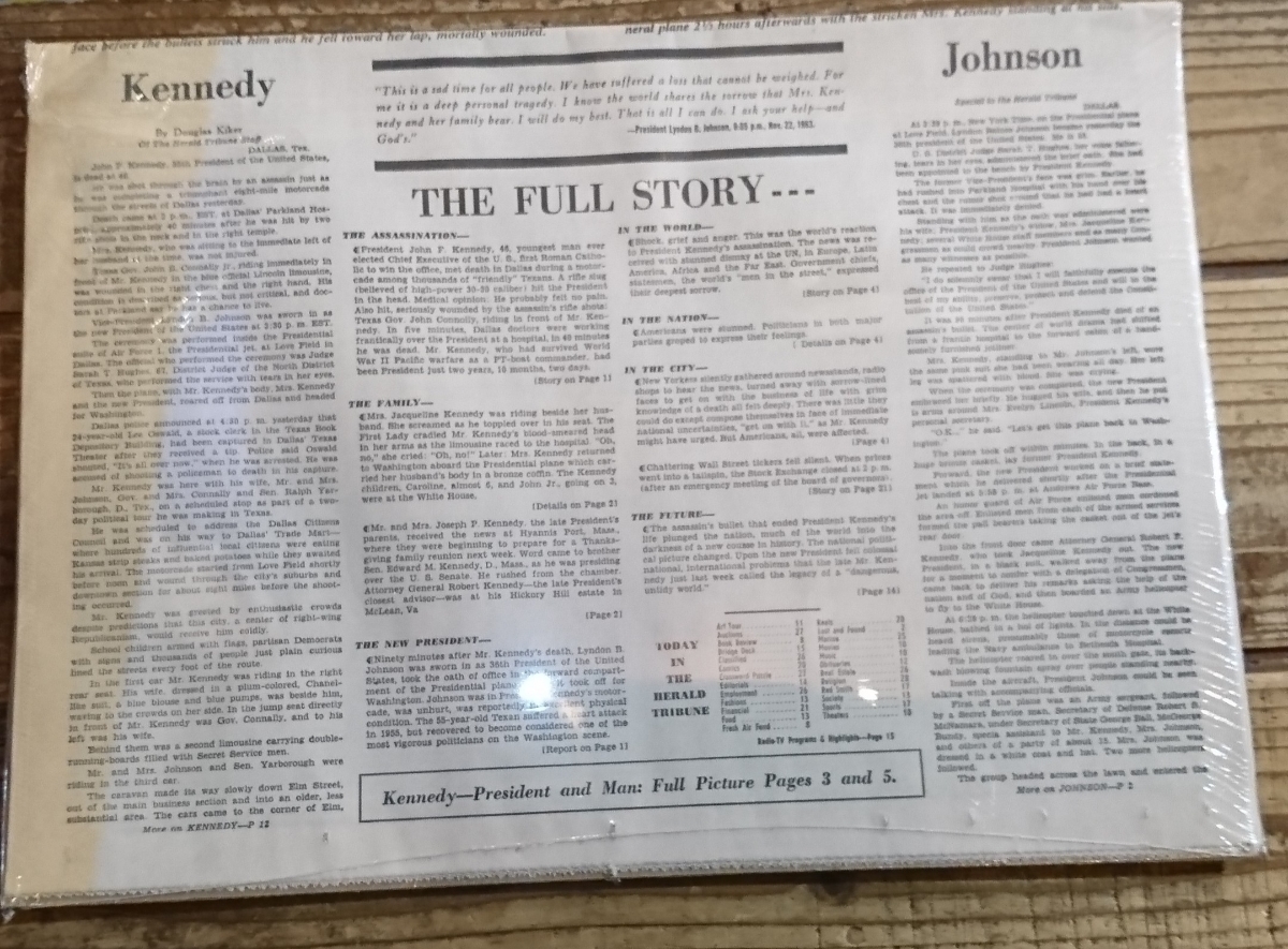 60s vintage herald tribune kennedy assassinated news paper 60s vintage herald tribune kennedy assassinated news paper