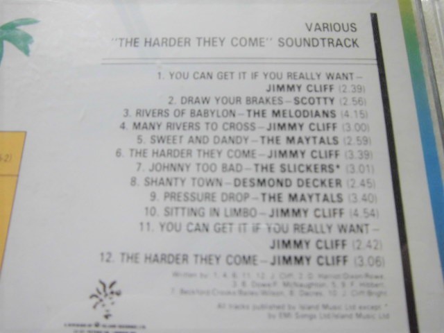 国内盤 PHCR-6712 1992年 サントラ盤 / The Harder They Come / Jimmy Cliff, Melodians, Maytals, Slickers, Desmond Dekker, Scotty _画像3