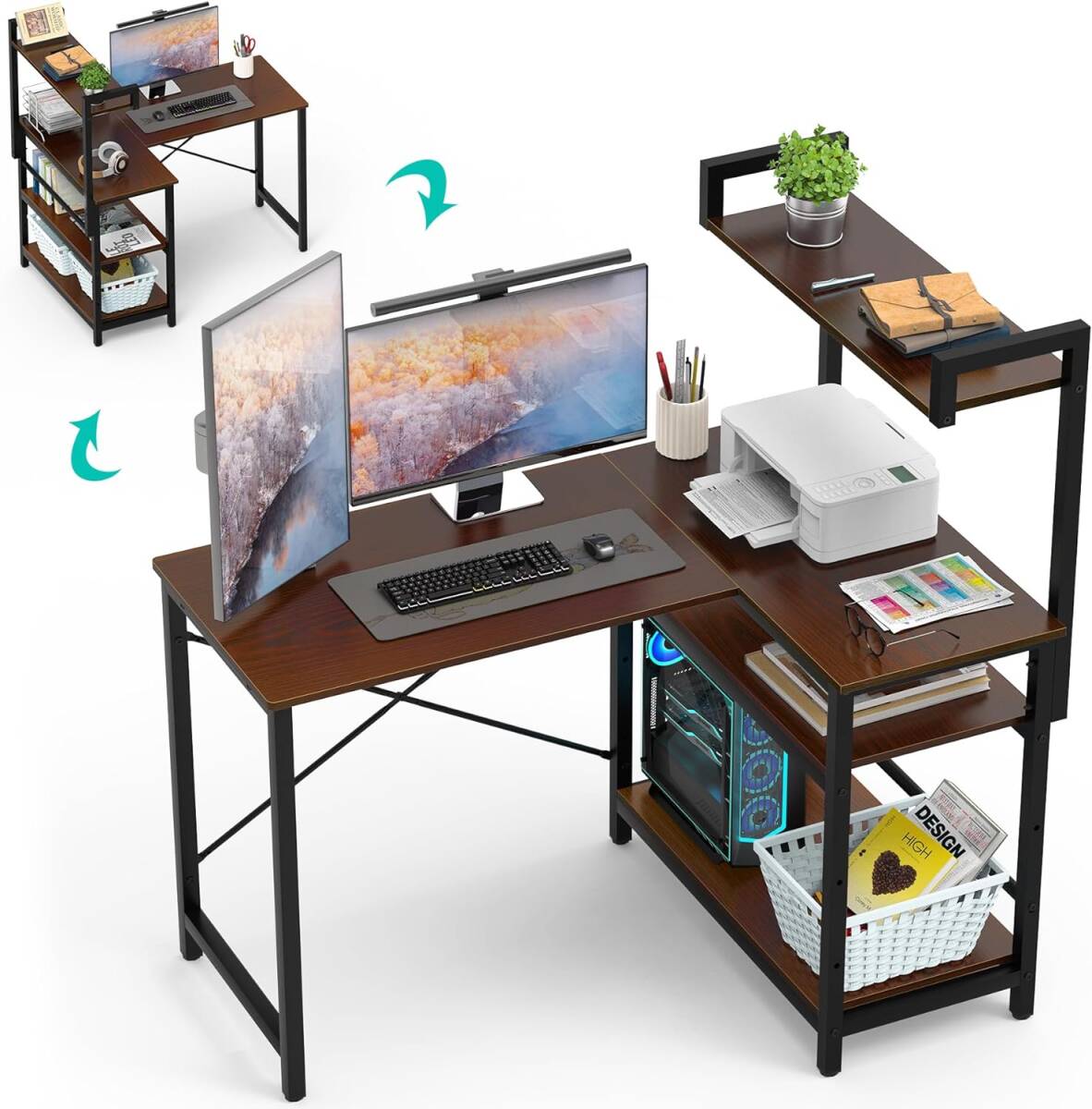 Aka Supaku pcデスク ゲーミングデスク 机 幅120cm L字型 Aka Supaku pcデスク ゲーミングデスク 机 幅120cm L字型