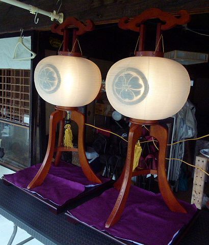 ☆盆提灯 紫檀13号大内行灯【家紋入】1対桐箱入 ☆盆提灯 紫檀13号大内行灯【家紋入】1対桐箱入