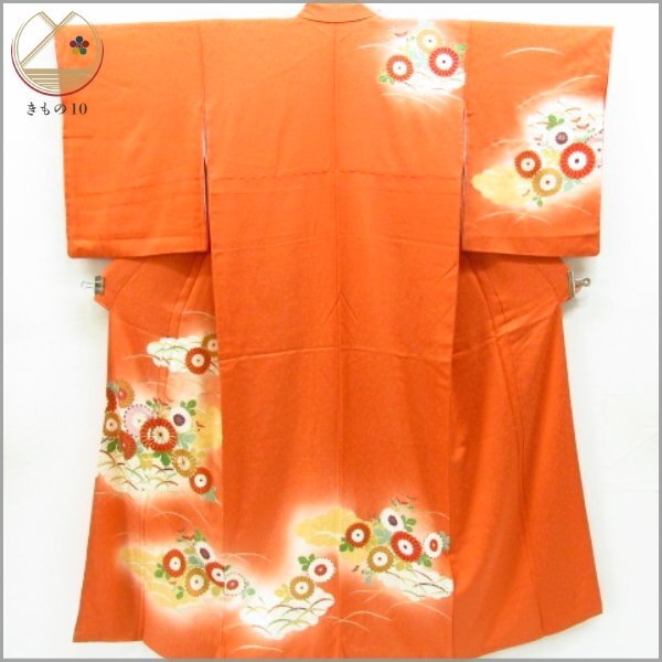 * kimono 10* 1 jpy silk tsukesage gold piece embroidery gold paint . length 154cm.63cm [ including in a package possible ] **