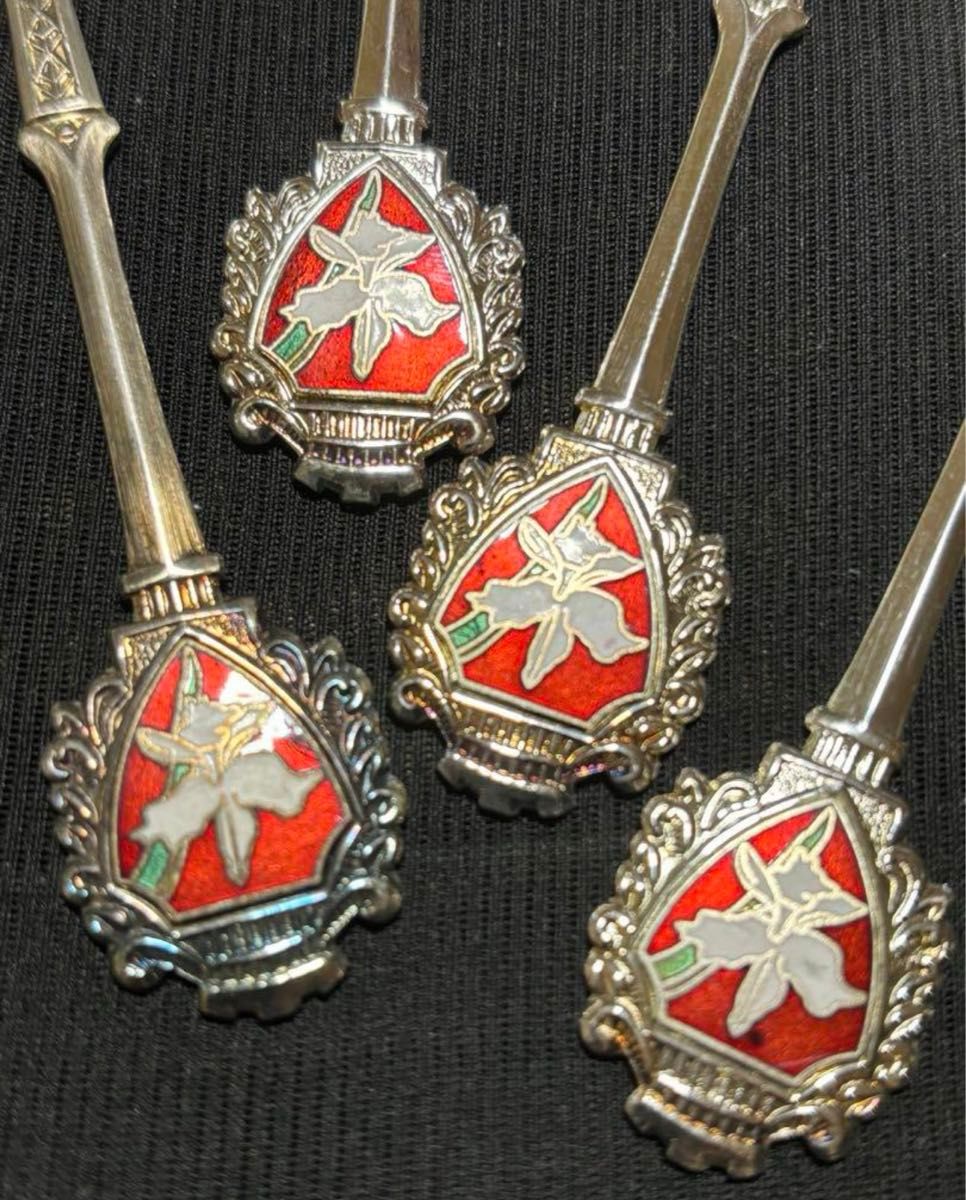 銀スプーン NICKEL SILVER ニッケルシルバー七宝焼装飾 年代物 銀スプーン NICKEL SILVER ニッケルシルバー七宝焼装飾 年代物