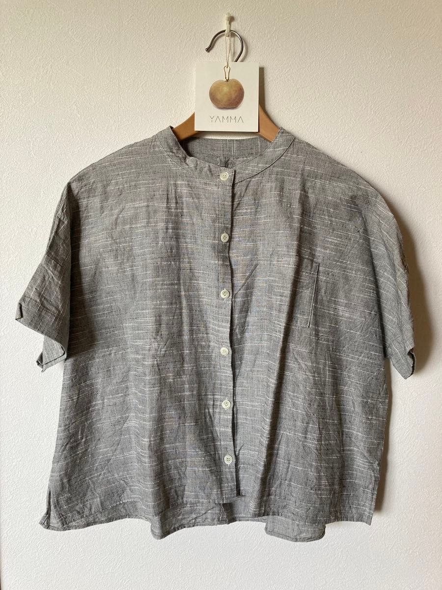 美品/試着のみ ヤンマ産業 yamma会津木綿 スタンドカラーシャツ 美品/試着のみ ヤンマ産業 yamma会津木綿 スタンドカラーシャツ