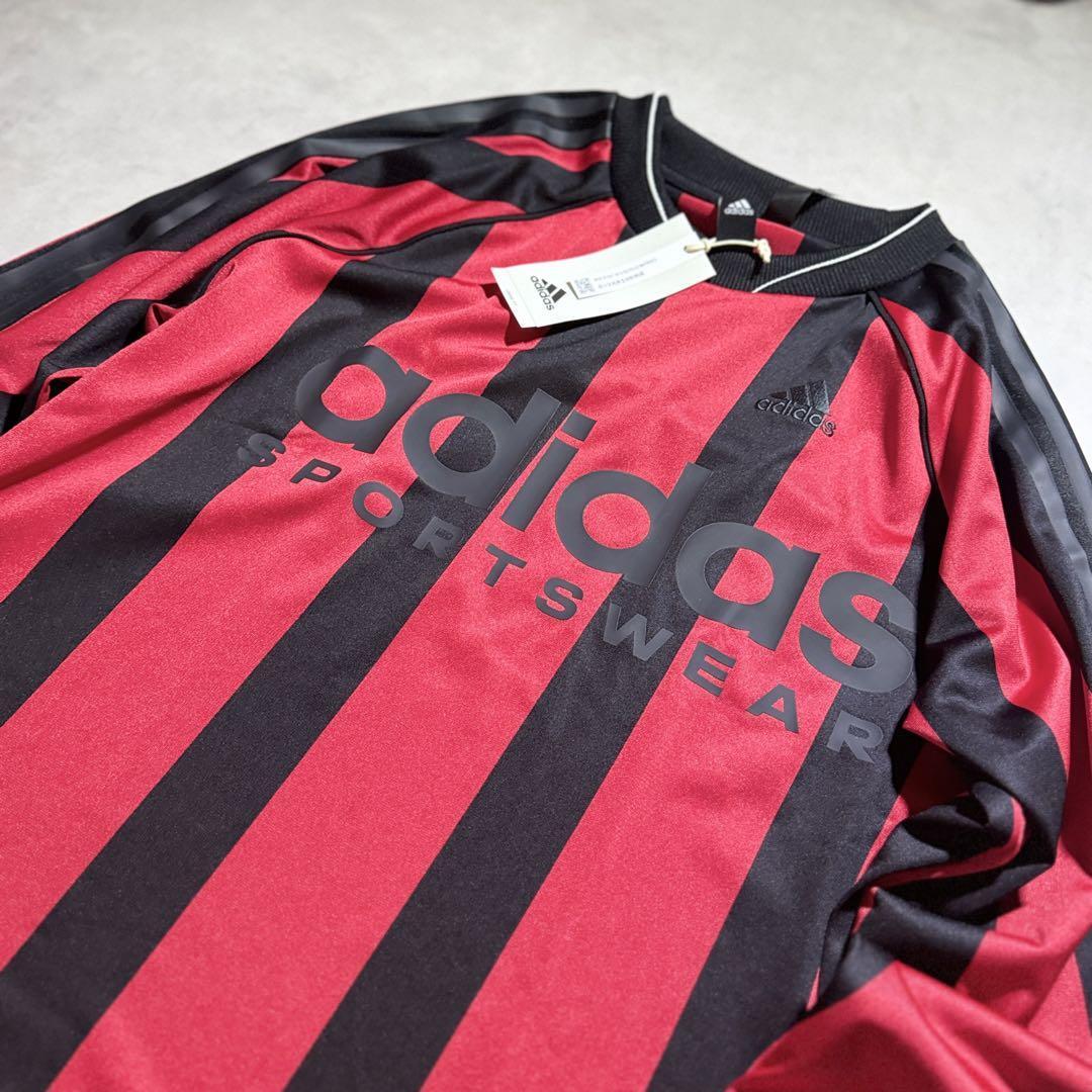 新品 Lsize アディダス シャツ 長袖 ジャージ adidas 赤 黒 新品 Lsize アディダス シャツ 長袖 ジャージ adidas 赤 黒