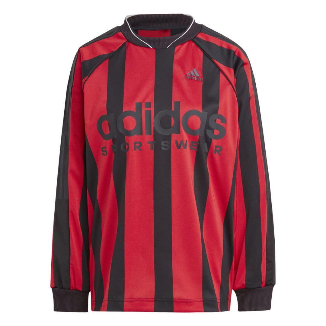 新品 Lsize アディダス シャツ 長袖 ジャージ adidas 赤 黒 新品 Lsize アディダス シャツ 長袖 ジャージ adidas 赤 黒