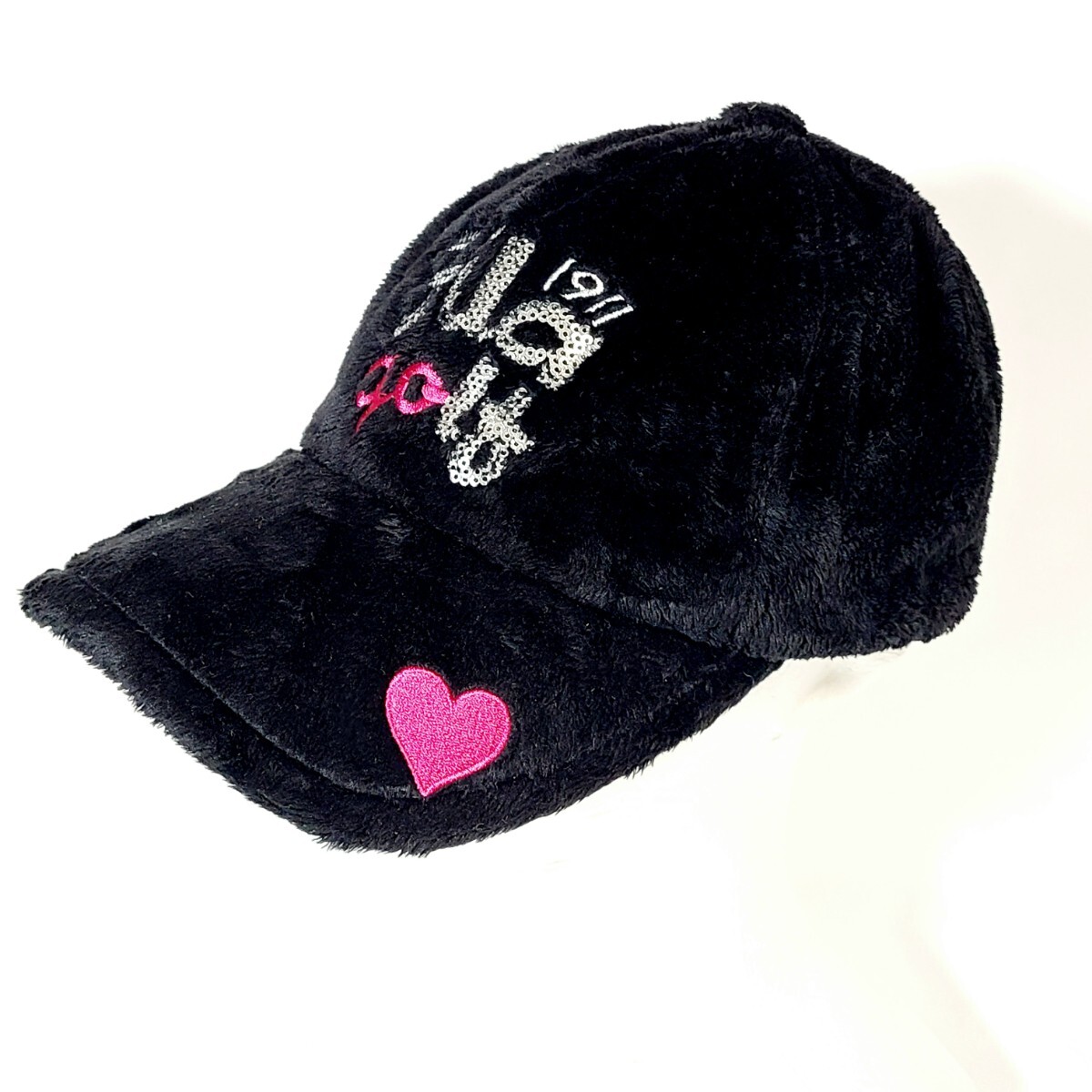 AS152LL FILA GOLF フィラゴルフ ゴルフキャップ 帽子 ボアキャップ CAP ブラック 黒 スパンコール ロゴ ハート レディース スポーツ 