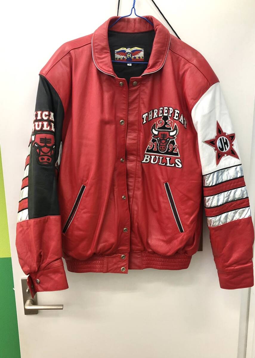 【希少】サイズL　ジェフハミルトン　ブルズ　五回チャンピオン　レザージャケット JEFF HAMILTON ジェフハミルトン ブルズ（希少サイズL ジェフ