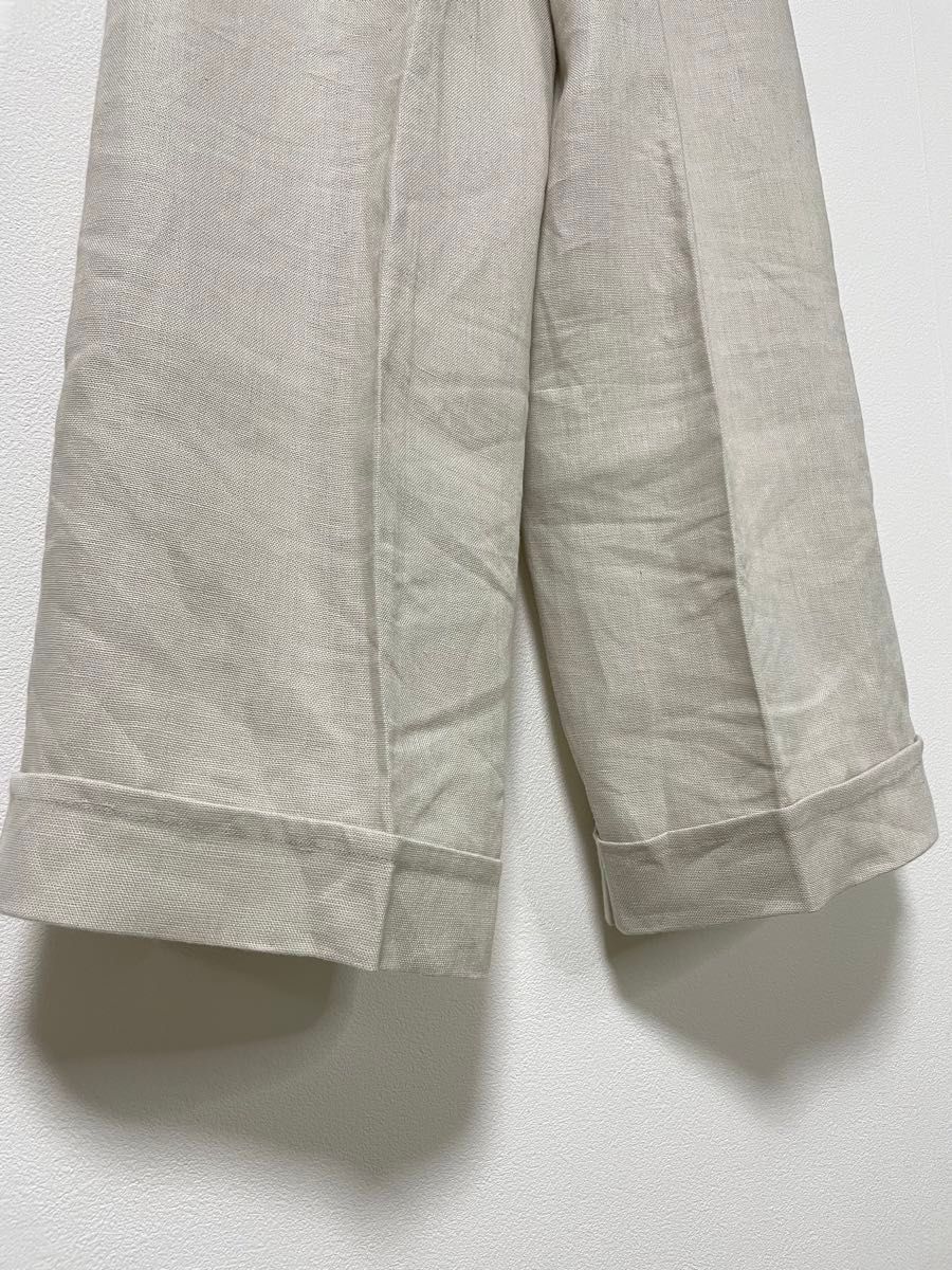 SMaxMaraマックスマーラマリカリネンパンツシルバー関税込 S MaxMara エスマックスマーラ リネン タックパンツ 36 麻