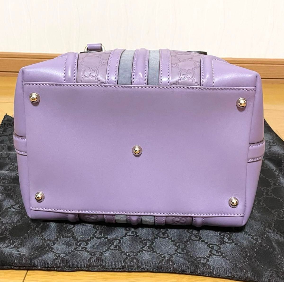 GUCCI グッチ シマ レザー ハンドバッグ ラベンダー パープル GG GUCCI グッチ シマ レザー ハンドバッグ ラベンダー パープル GG
