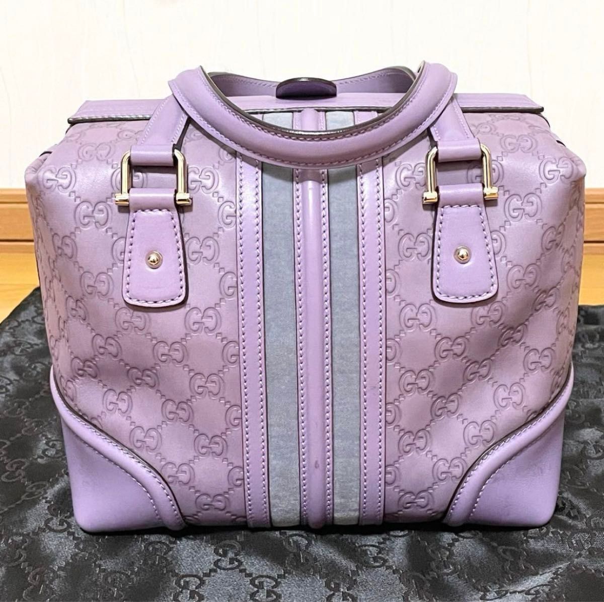 GUCCI グッチ シマ レザー ハンドバッグ ラベンダー パープル GG GUCCI グッチ シマ レザー ハンドバッグ ラベンダー パープル GG