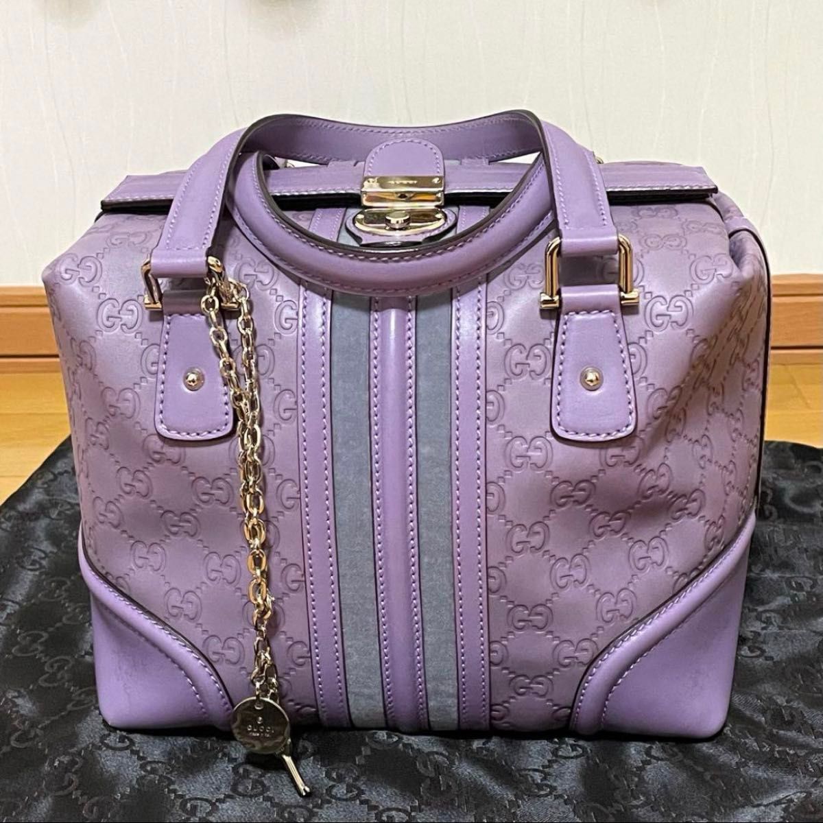 GUCCI グッチ シマ レザー ハンドバッグ ラベンダー パープル GG GUCCI グッチ シマ レザー ハンドバッグ ラベンダー パープル GG