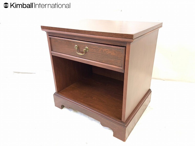 ☆送料無料【米軍放出品】USA製 KIMBALL サイドテーブル 木製 ナイトテーブル アメリカ家具 ビンテージ ミッドセンチュリ(180)HF18EK-W#24