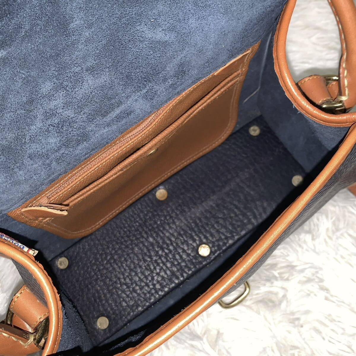 DOONEY&BOURKE ドゥーニー＆バーク 2WAY レザー ショルダーバッグ ハンドバッグ USA製 ネイビー×ブラウン