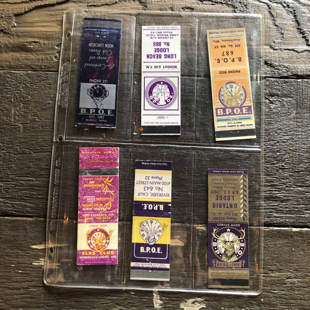  prompt decision Elk Club Lodge B.P.O.E.mo-teru lodge Freemason shu liner e lux clock cigarettes Vintage Match book 6 pieces set 