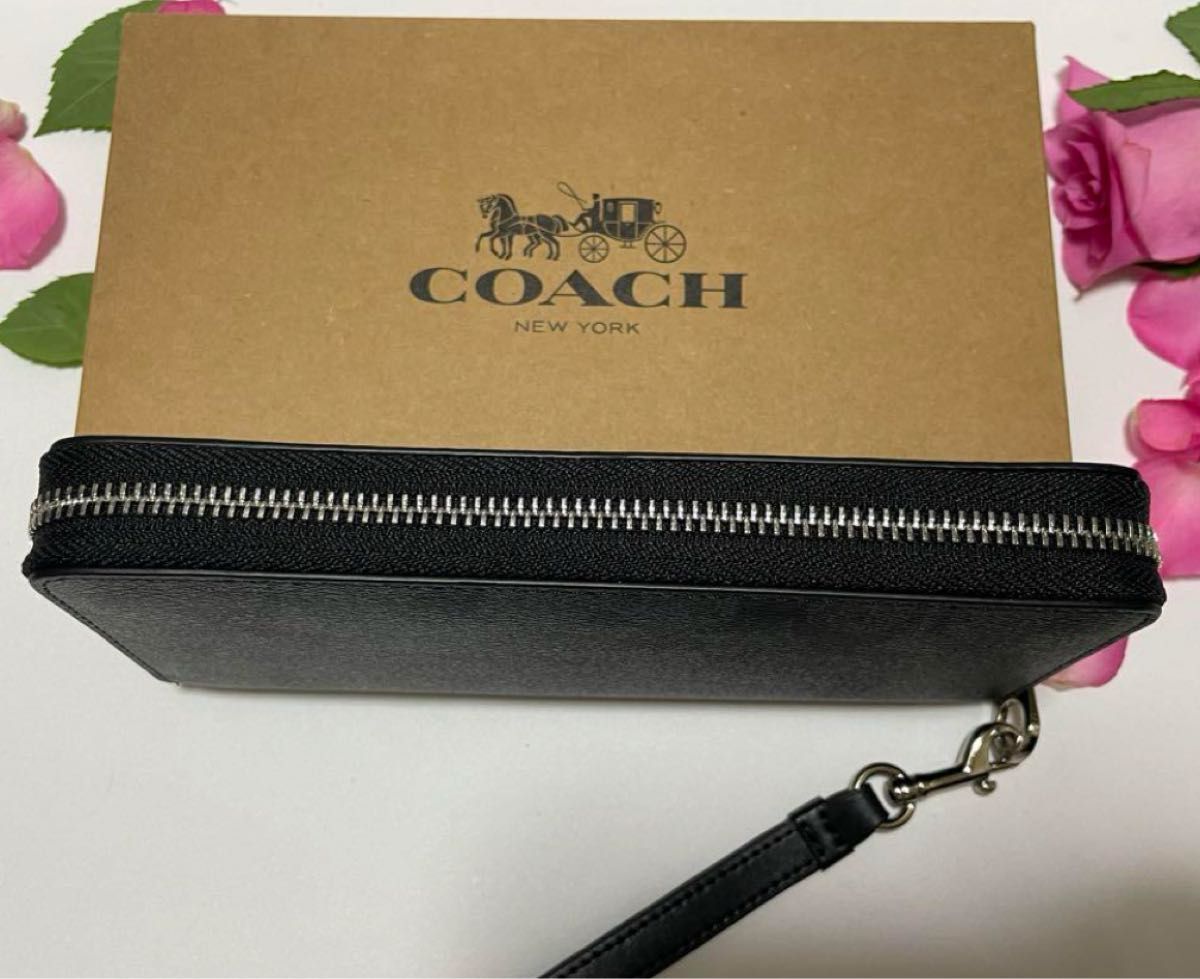 新品未使用】COACH コーチ 長財布 シグネチャー ストラップ付き 新品未使用】COACH コーチ 長財布 シグネチャー ストラップ付き