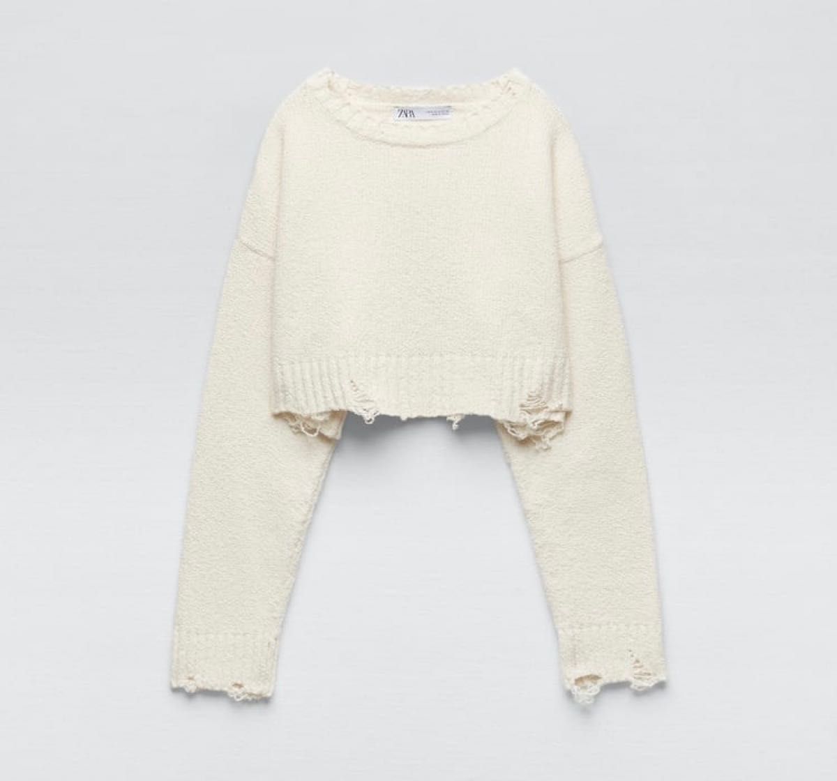 ZARA クロップド ダメージニット セーター Sサイズ|Yahoo ZARA クロップド ダメージニット セーター Sサイズ|Yahoo