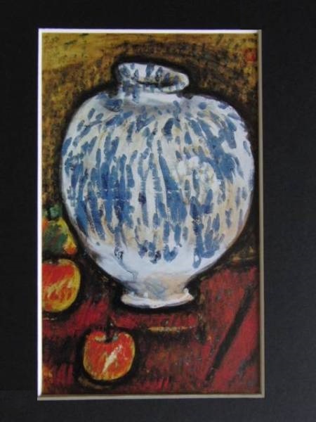 梅原　龍三郎、藍彩の壺、希少画集画、新品額装付、y321/5_画像3
