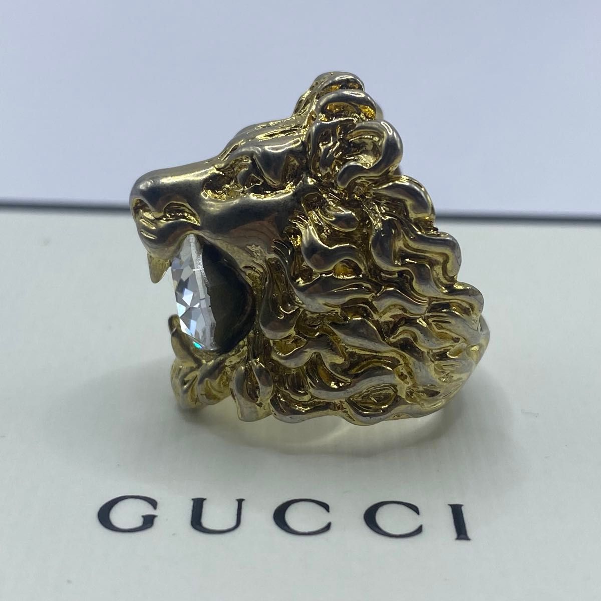 極美品】GUCCI グッチ リング ライオンヘッド ゴールド ビジュー 極美品】GUCCI グッチ リング ライオンヘッド ゴールド ビジュー