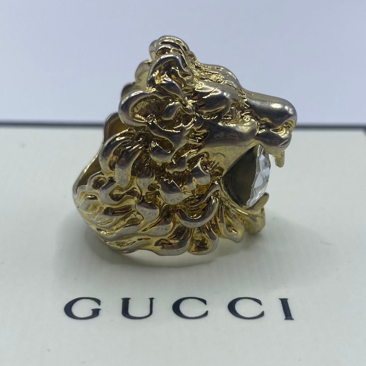 極美品】GUCCI グッチ リング ライオンヘッド ゴールド ビジュー 極美品】GUCCI グッチ リング ライオンヘッド ゴールド ビジュー
