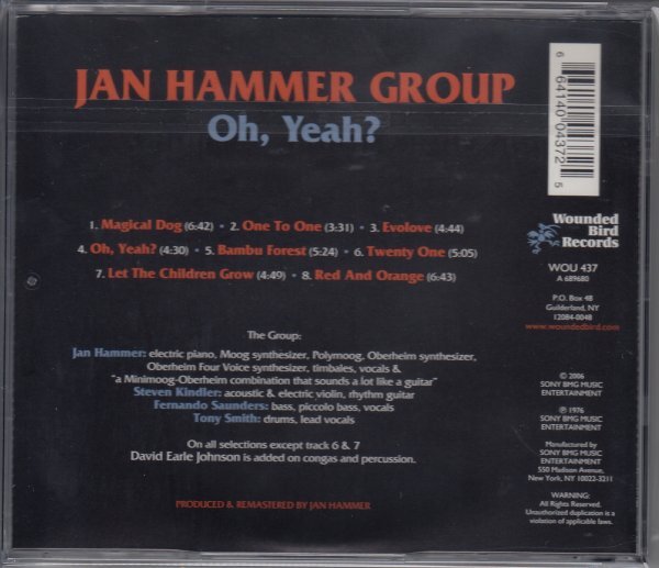 【バカテク】JAN HAMMER GROUP / OH,YEAH?(輸入盤CD)_画像2
