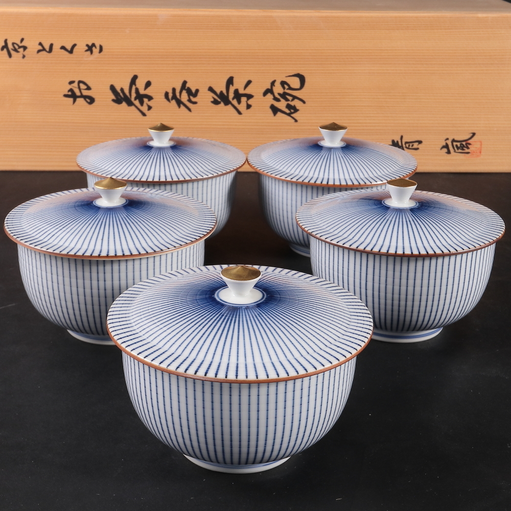 ◇◇未使用 青嵐 京とくさ お茶呑茶碗 5客 清水焼 たち吉 湯呑 ◇◇未使用 青嵐 京とくさ お茶呑茶碗 5客 清水焼 たち吉 湯呑