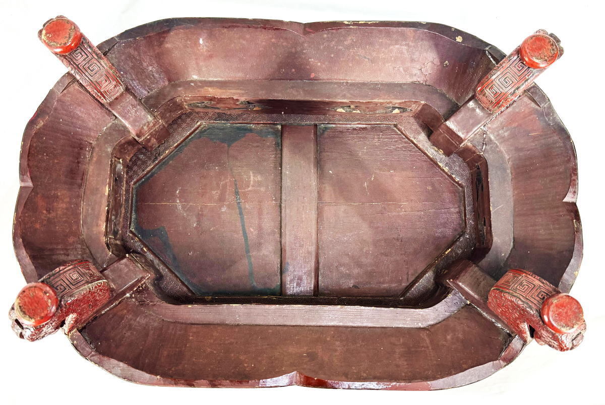 Yahoo!オークション - 剔紅 堆朱 木製花台 横64cm 漆器 華道