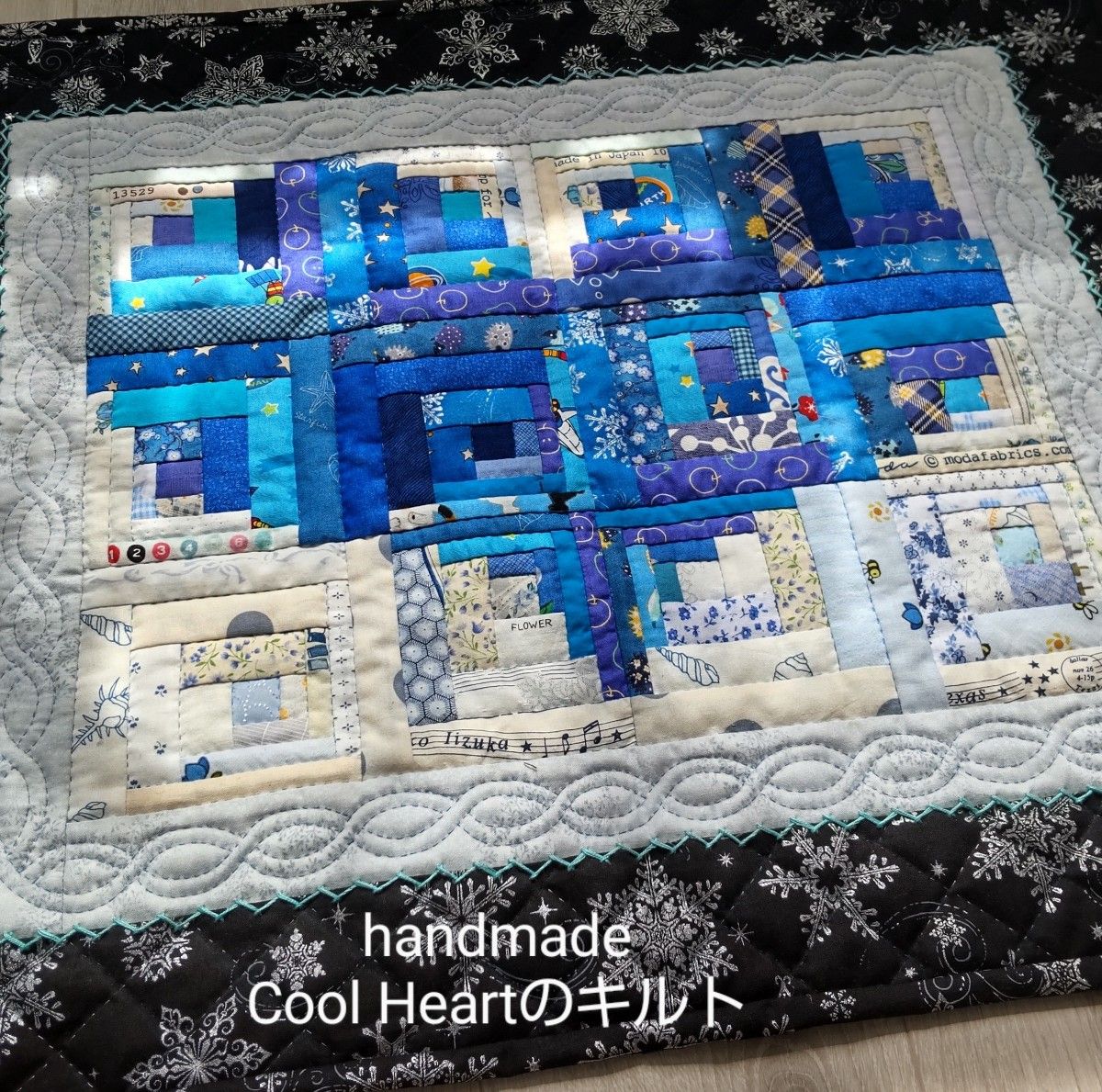 handmade Cool Heart ブルーハートのパッチワークキルト|Yahoo handmade Cool Heart ブルーハートのパッチワークキルト|Yahoo