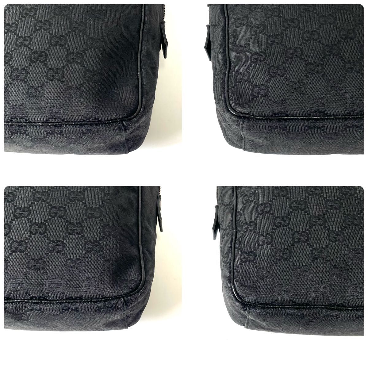 良品】GUCCI グッチ ショルダーバッグ GGキャンバス×レザー 黒 良品】GUCCI グッチ ショルダーバッグ GGキャンバス×レザー 黒
