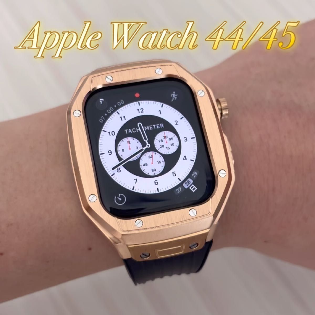 黒金高級！　Apple Watch AppleWatch アップルウォッチ　ベルト　バンド　カバー　ケース　44 45