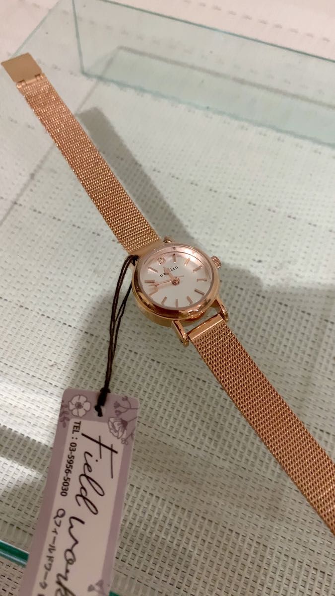 【新品未使用タグ付き】フィールドワーク　腕時計 クォーツ コレクション ファッション時計　稼働品　レディース　ピンクゴールド