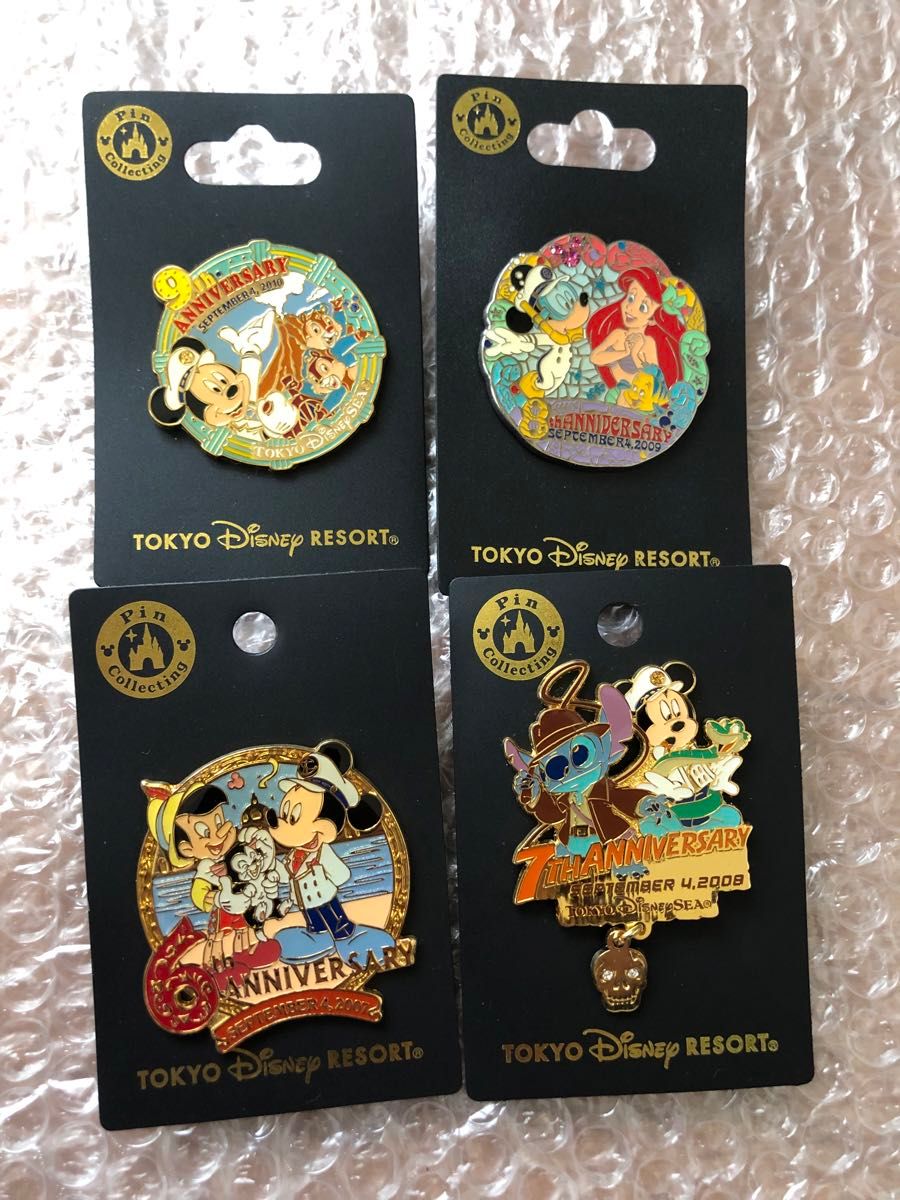 TDS ピンバッジ 6周年 7周年 8周年 9周年 セット ディズニーシー TDS ピンバッジ 6周年 7周年 8周年 9周年 セット ディズニーシー