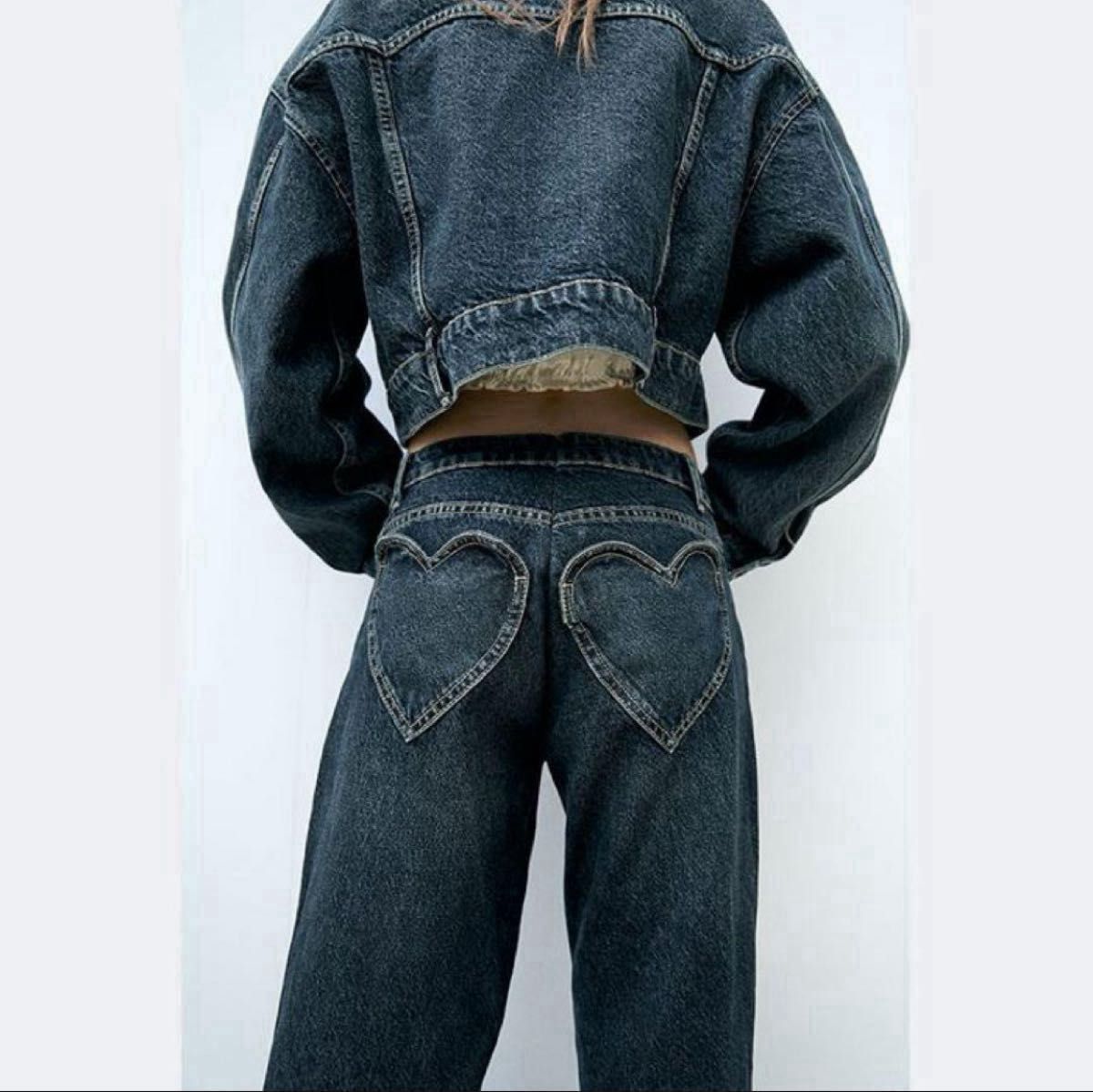 新品タグ付き】ZARA ミッドライズ ハート ポケット デニムパンツ 新品タグ付き】ZARA ミッドライズ ハート ポケット デニムパンツ
