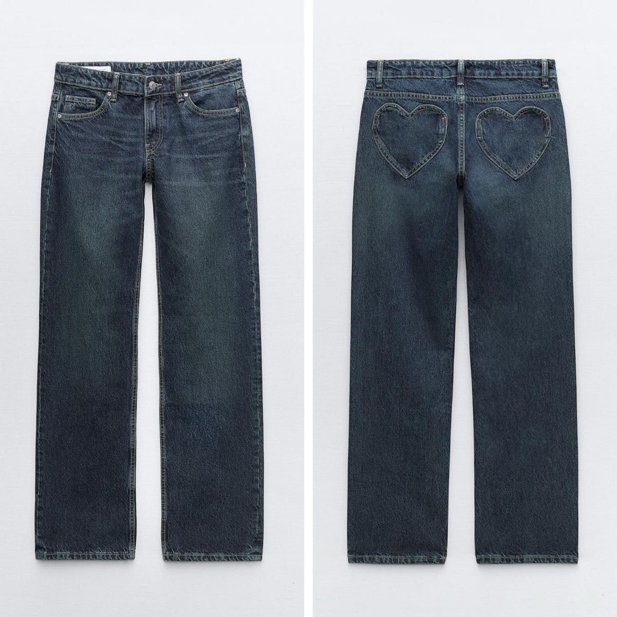 新品タグ付き】ZARA ミッドライズ ハート ポケット デニムパンツ 新品タグ付き】ZARA ミッドライズ ハート ポケット デニムパンツ