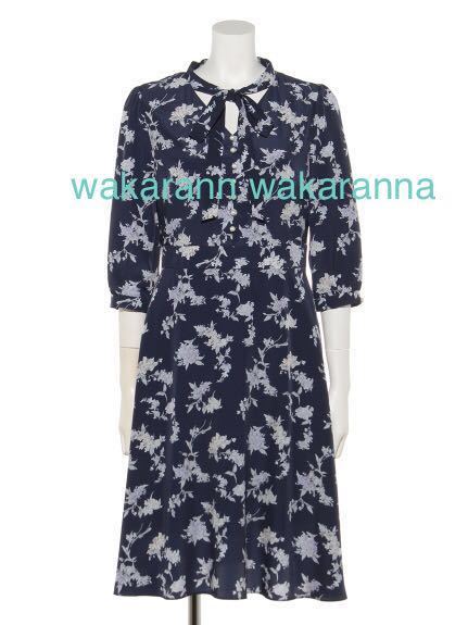  new goods Apuweiser-riche 2019 pearl . bow Thai One-piece 2 navy 38 number M navy blue color 9 not yet have on rice field middle .. real magazine publication floral print flower Minato woman 