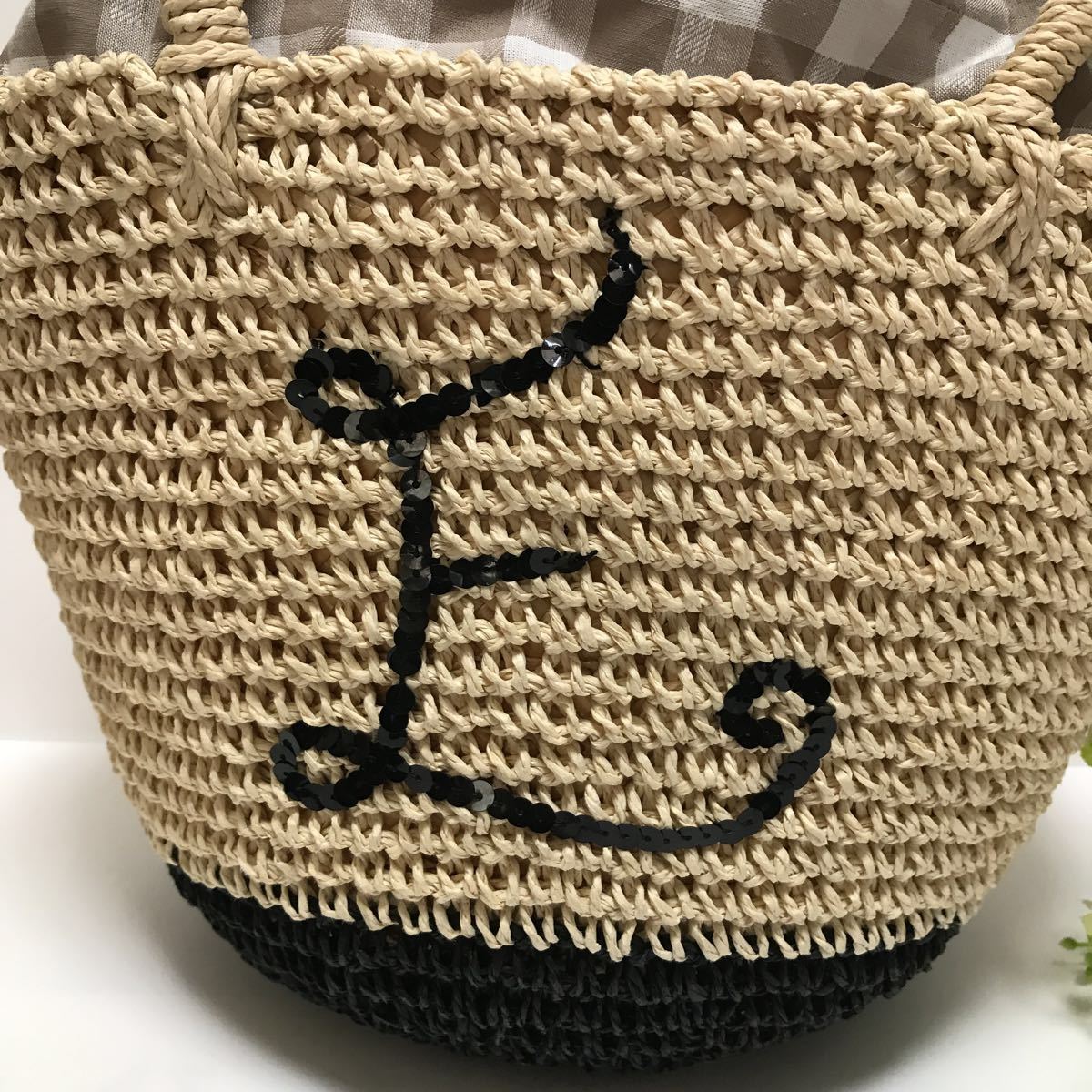 Beams basket bag natural material inside cloth attaching beautiful goods 