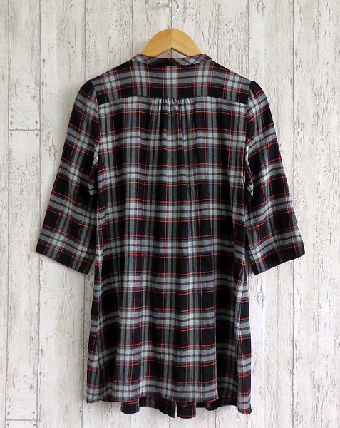  prompt decision * Agnes B * wool .A line shirt One-piece 36 black / gray / red / check beautiful goods! lady's *