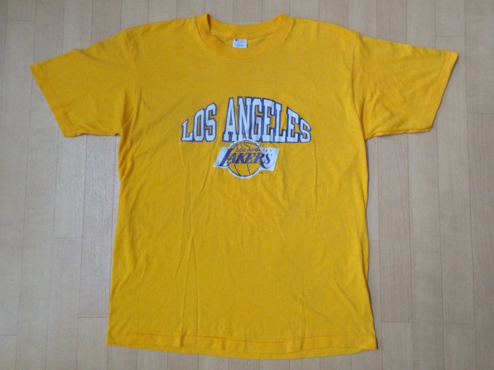 80's USA製 チャンピオン トリコタグ Los Angeles Lakers Tシャツ XL Champion ロサンゼルス レイカーズ NBA バスケ マジック ジョンソン_トリコタグLos Angeles Lakers Tシャツ表面