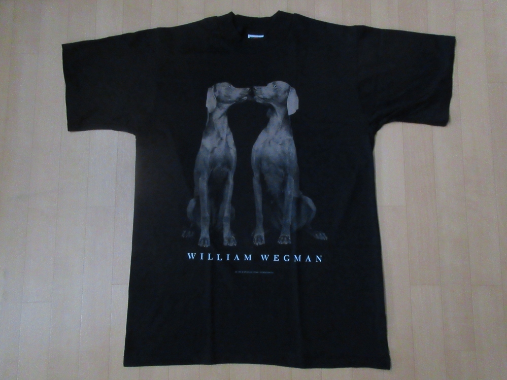 90's William Wegman ワイマナラー犬 フォト Tシャツ M 黒 ウィリアム