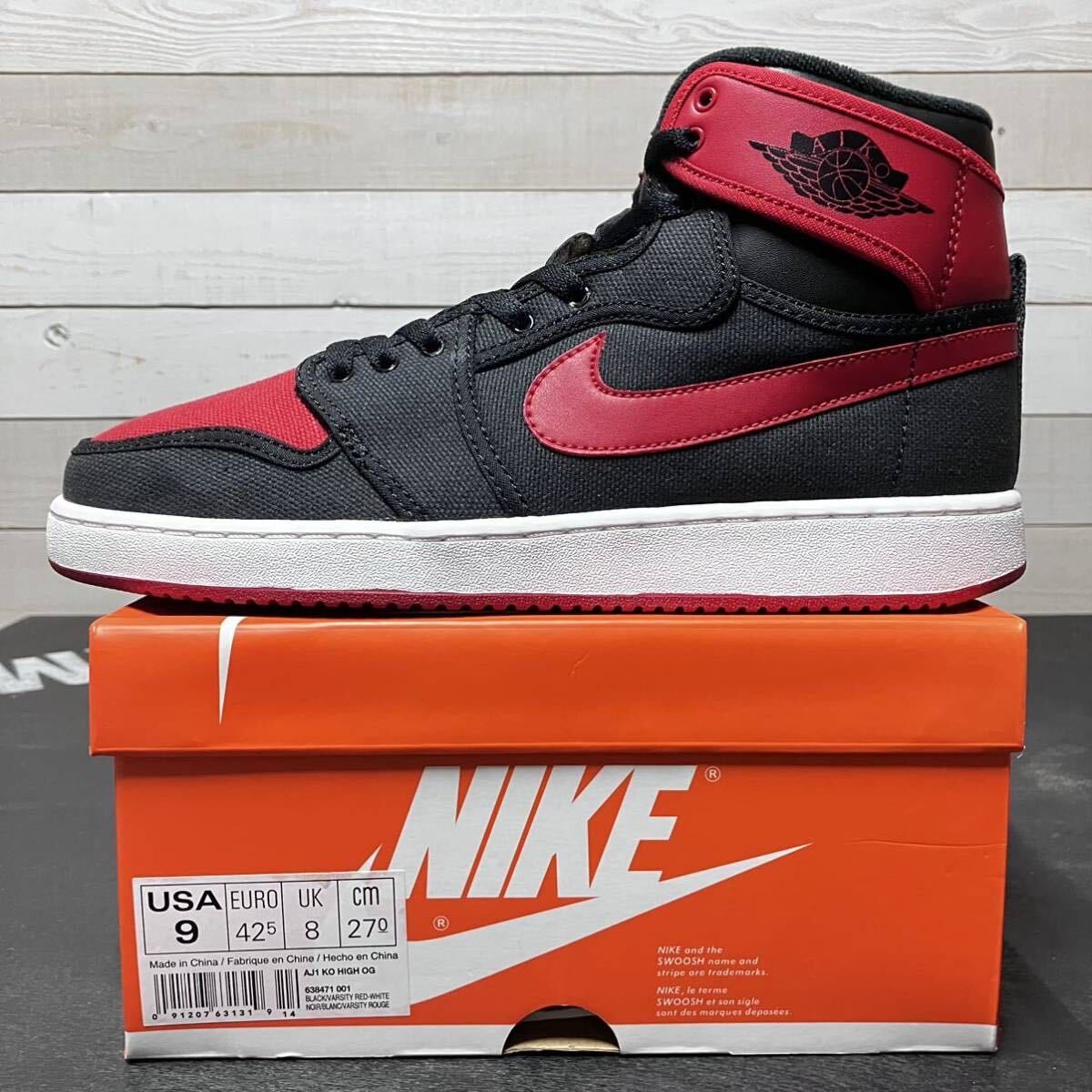 27cm NIKE AJ1 KO HIGH OG BRED 638471-001 AIR JORDAN KNOCK 27cm NIKE AJ1 KO HIGH OG BRED 638471-001 AIR JORDAN KNOCK
